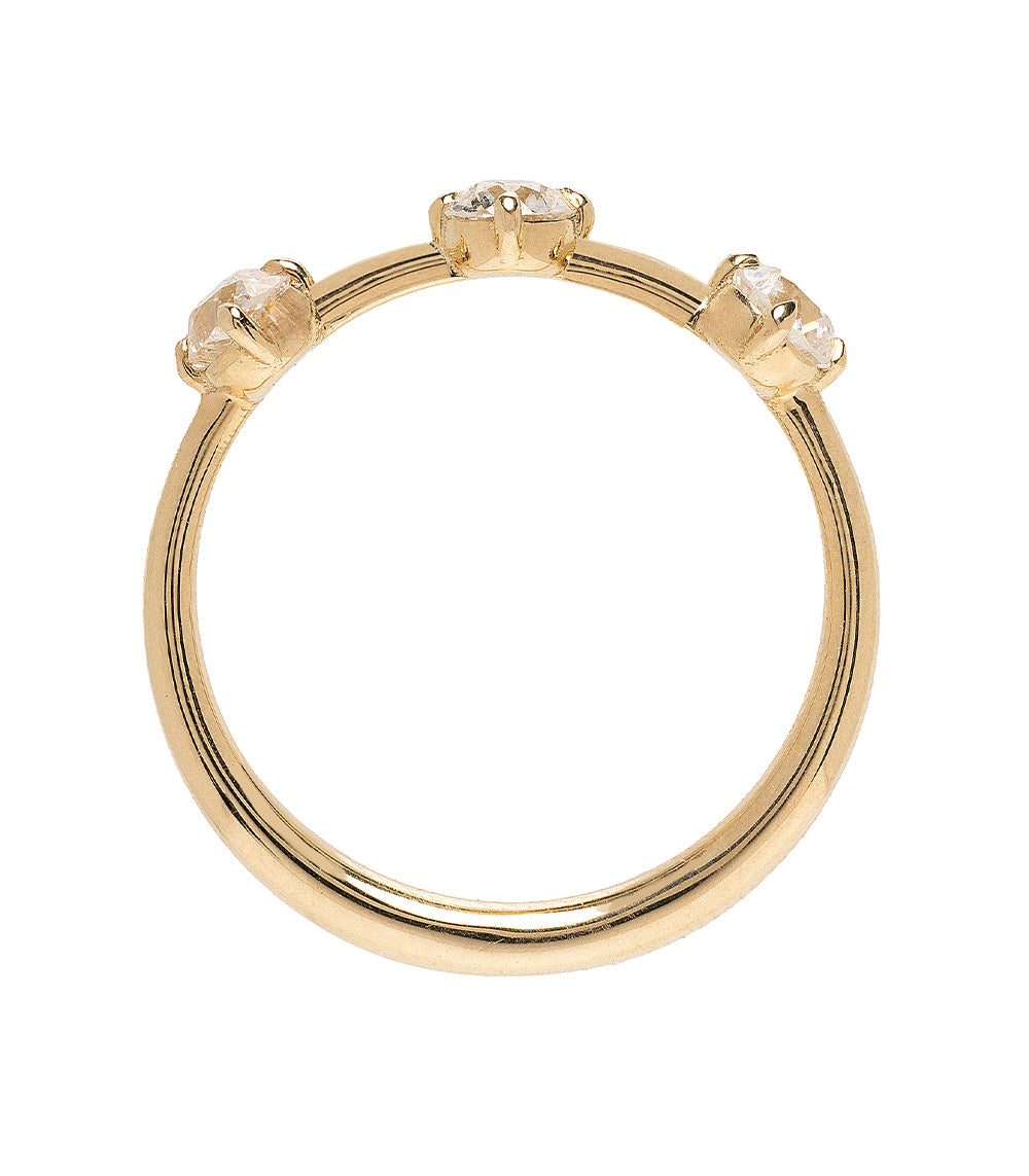 Estée Band SB-R1 14K yellow gold 3 stone engagement ring with clear stones and shiny finish