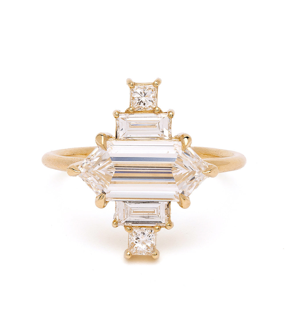 I Deco Dare You SK-R32-2.26 gold engagement ring with baguette-cut diamond stones and prong setting
