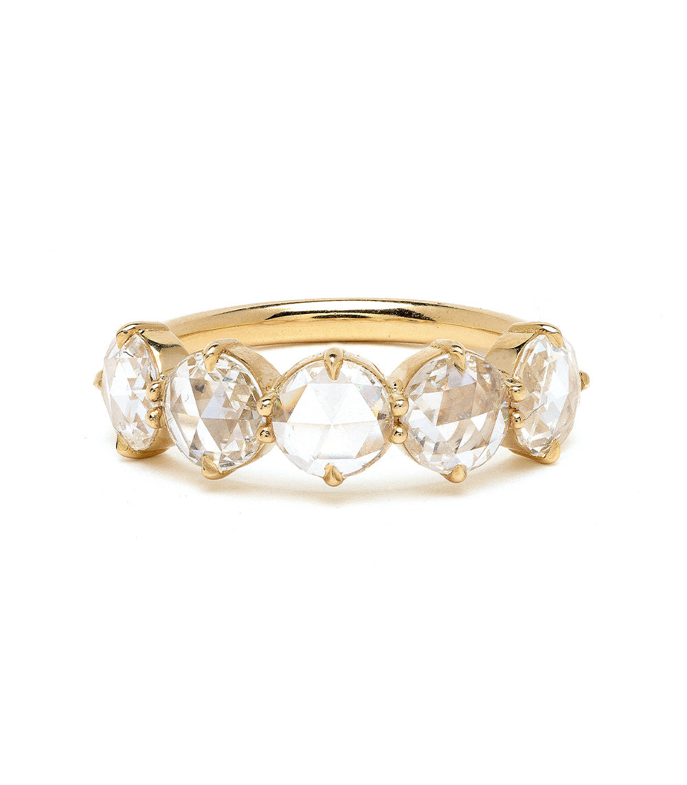 Claudette 5 Stone Band SK-R68-5-ND-RRC-WD-1.29 14K yellow gold shiny 5-stone band with round stones