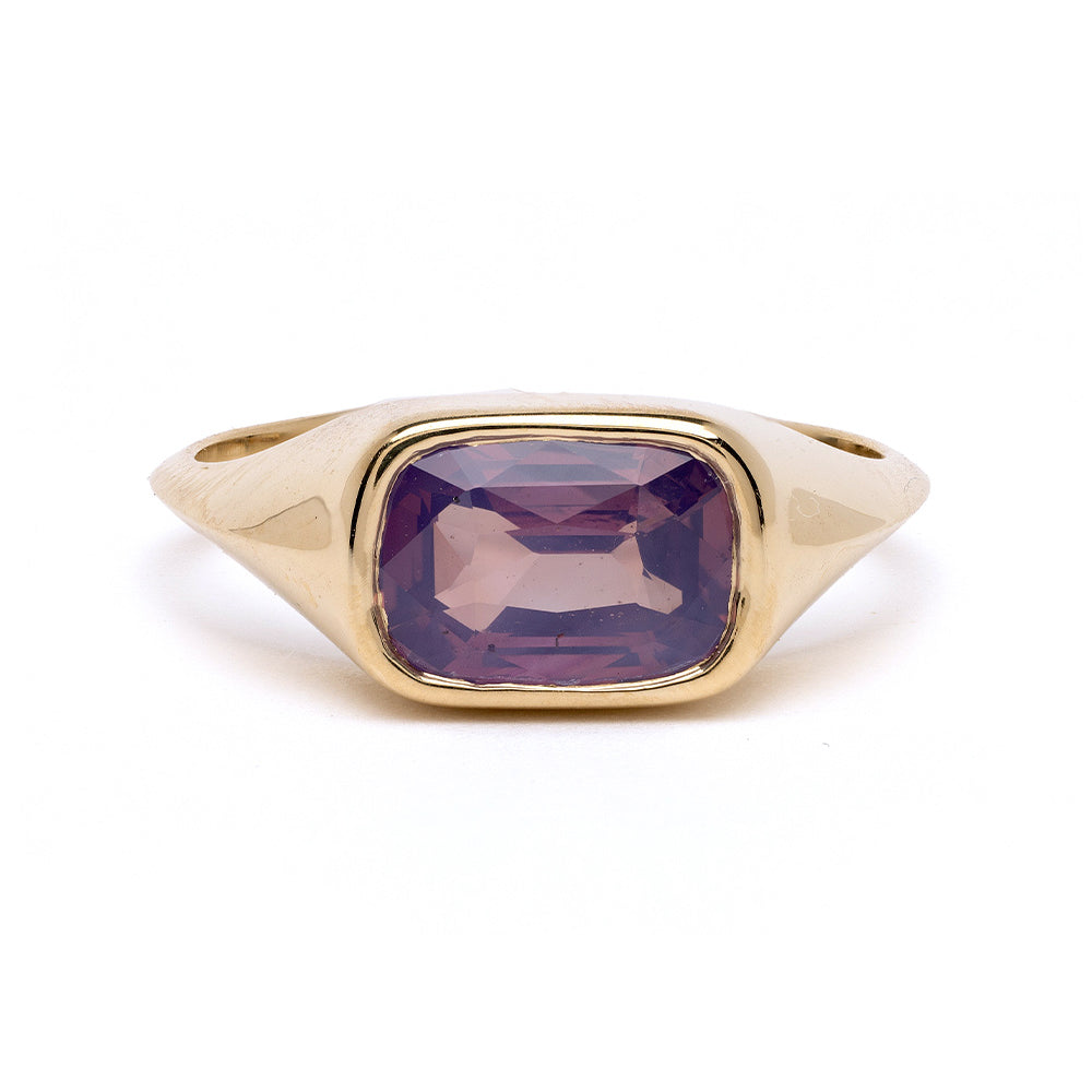 Tristan SK-R113-CC-PS-2.01 gold ring with large purple faceted gemstone bezel setting