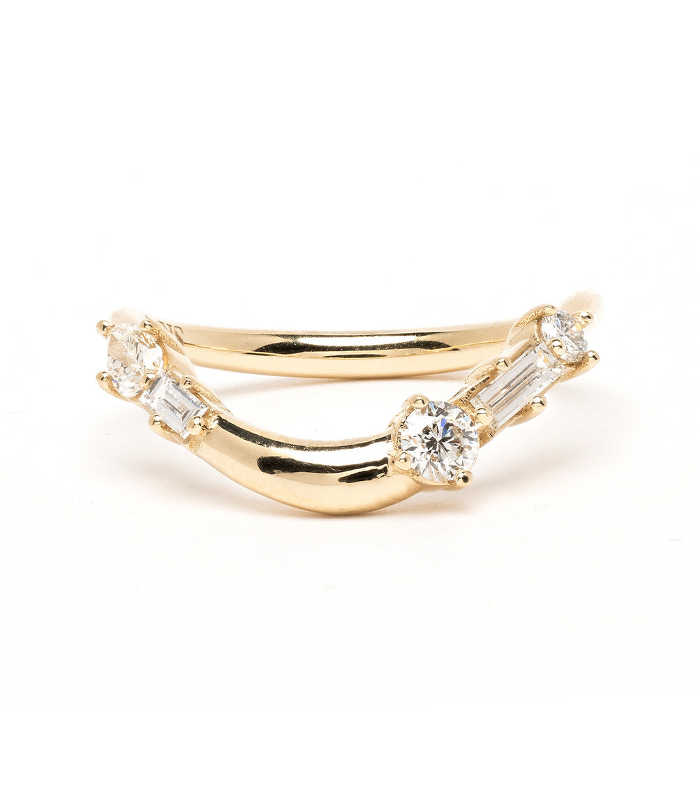 Medium Melt Band by EGB-R15 14K Yellow Gold shiny band with 3 stone engagement ring setting