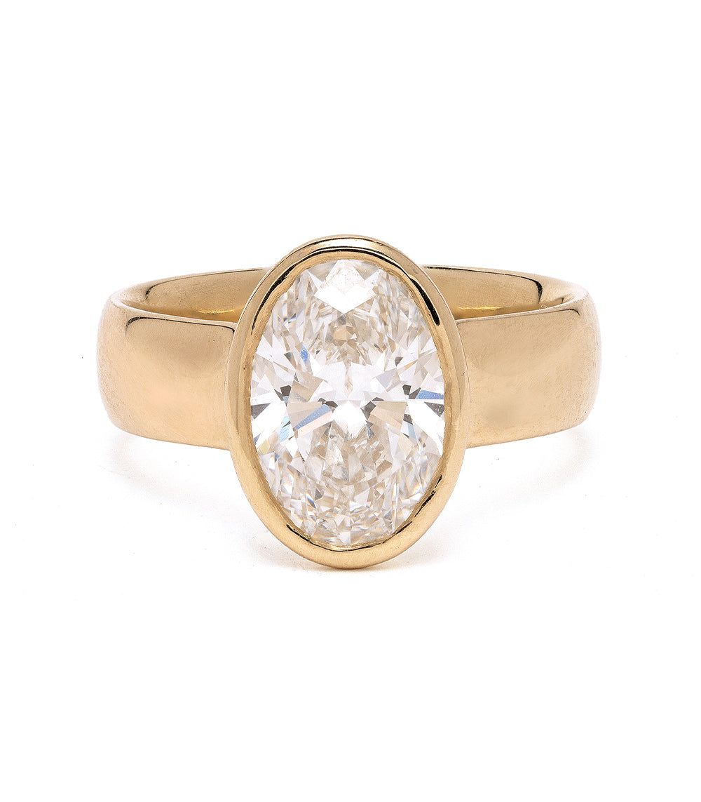Bardot - Full Bezel SK-R110-LDG-OC-WD-2.52 engagement ring in gold with oval full bezel stone