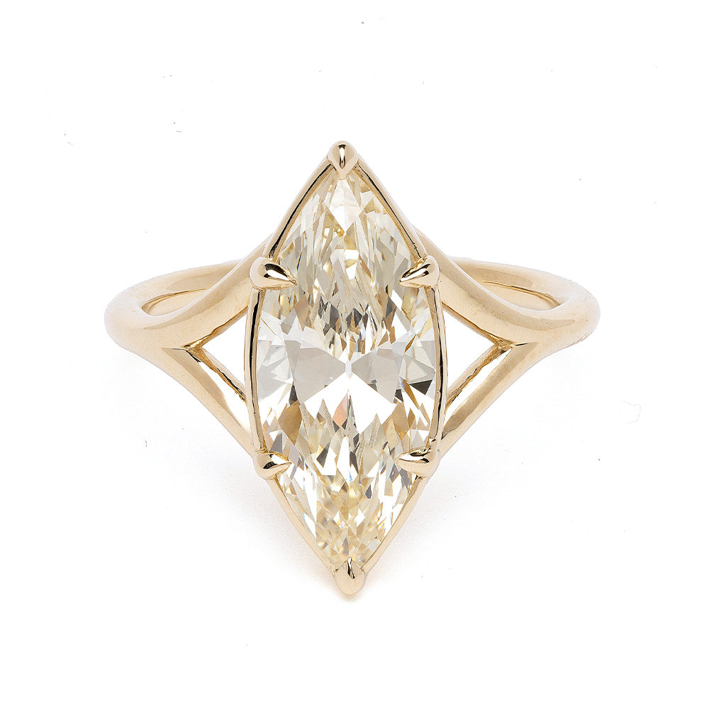 Marlow SK-R109-ND-MB-CD-2.58 diamond ring in yellow gold with a marquise centre and open lattice setting