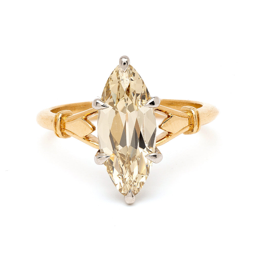 Bad Romance SK-R64-2.56 engagement ring in yellow gold with marquise diamond center and claw prongs