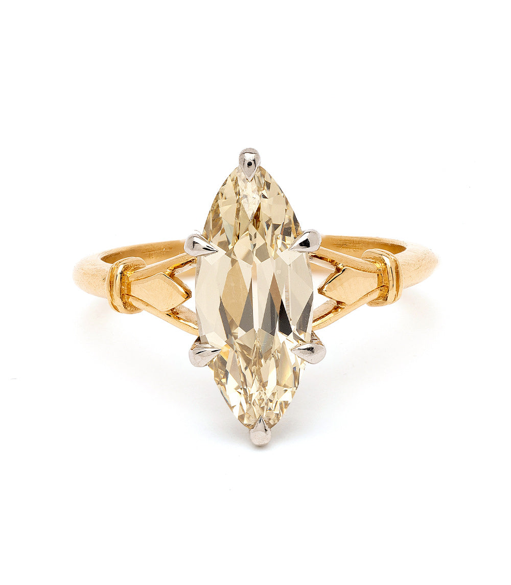 Bad Romance SK-R64-2.56 engagement ring in yellow gold with marquise diamond center and claw prongs
