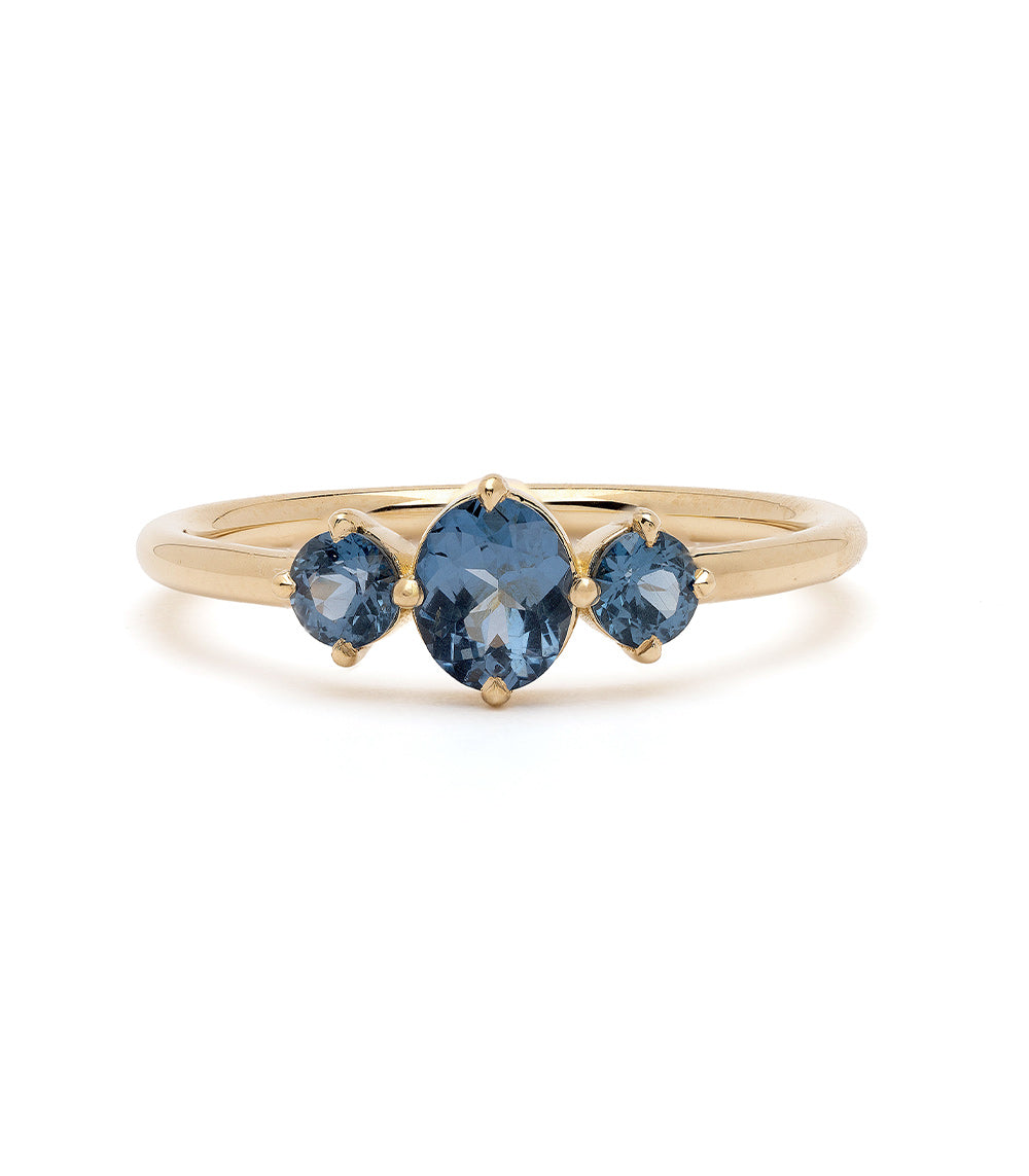 Claudette Gemstone Stacking Band by SK-R68B-3-RB-CS-0.60 in gold with three blue gemstones, sleek setting