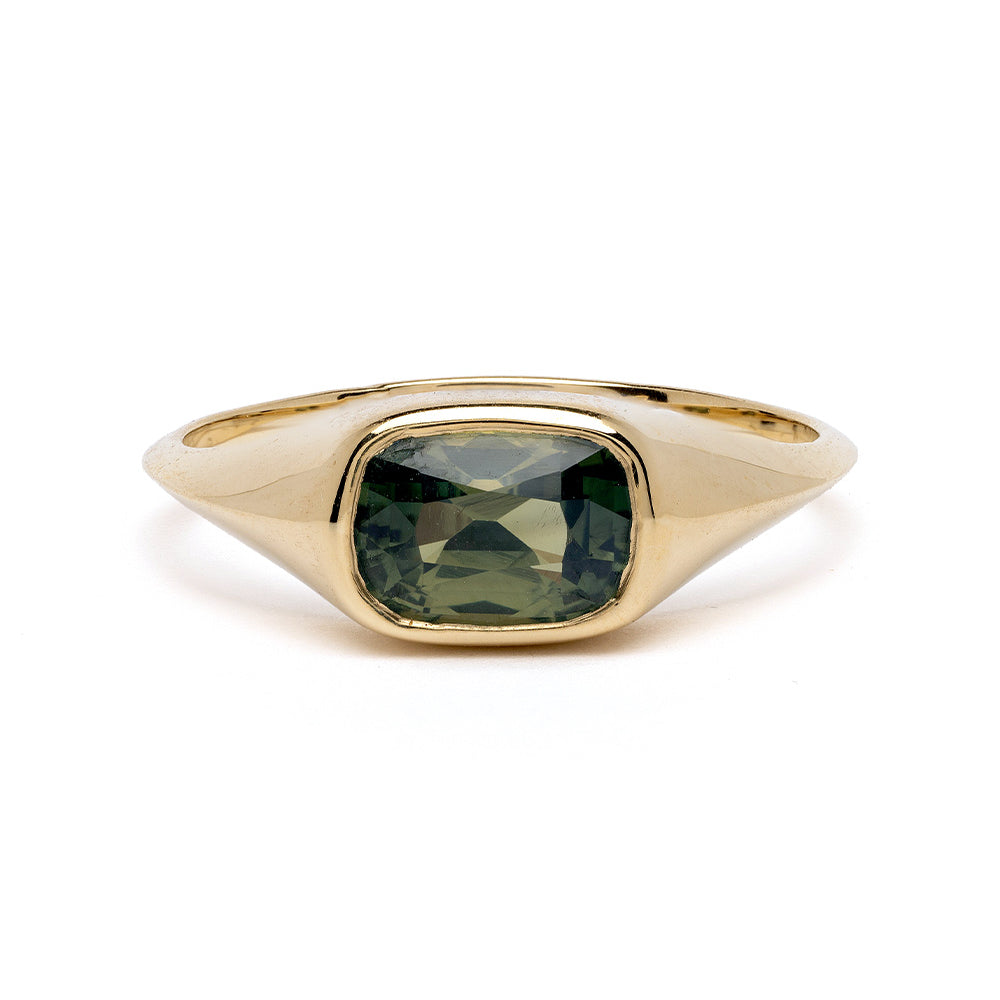 Tristan SK-R113-CC-GS-1.69 gold ring with dark green faceted center stone, understated