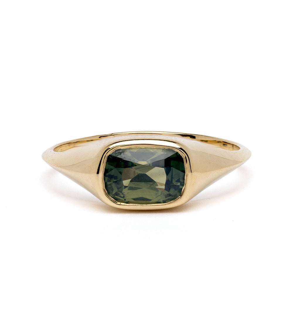 Tristan SK-R113-CC-GS-1.69 gold ring with dark green faceted center stone, understated
