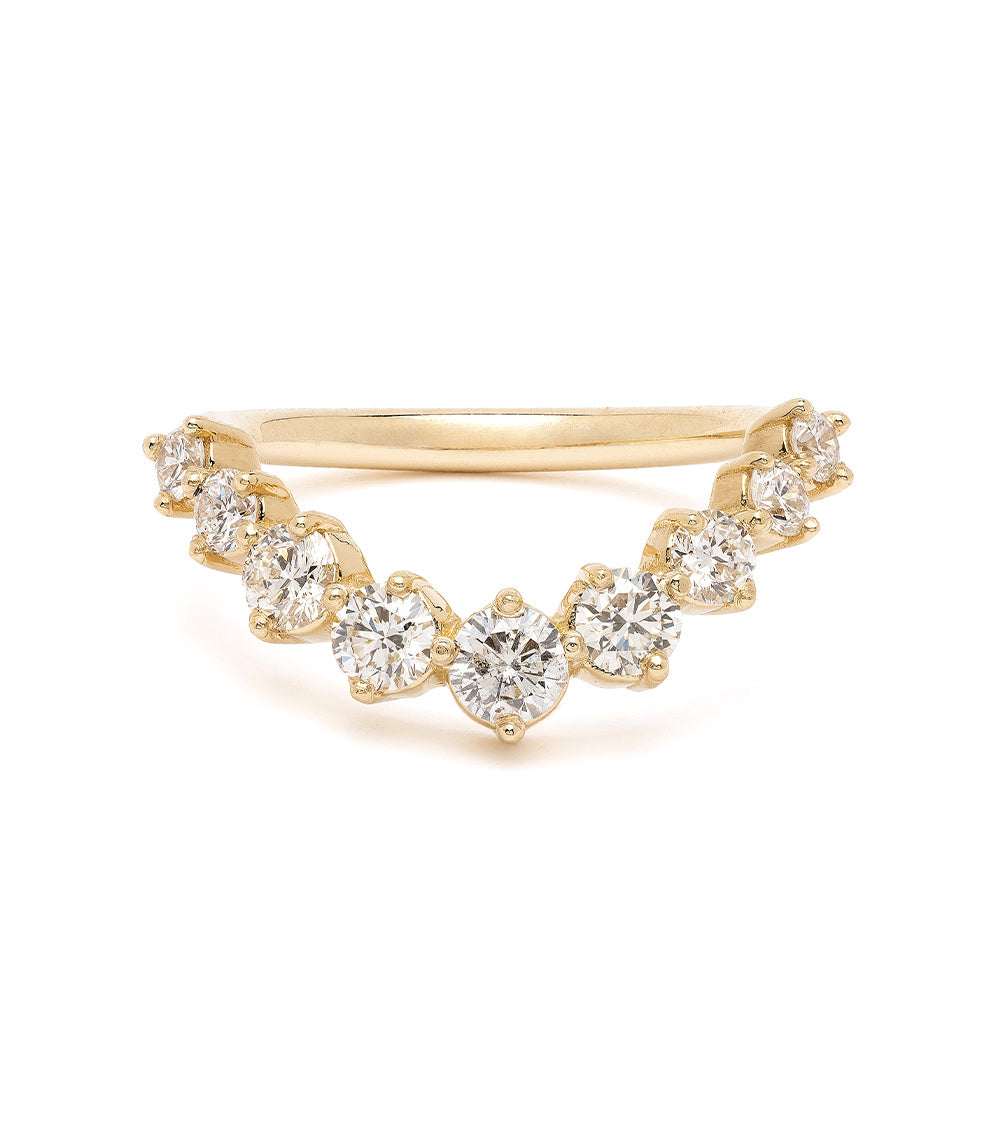 Medium Melt Band by EGB-R16 14K yellow gold ring band with shiny setting and clustered round diamonds