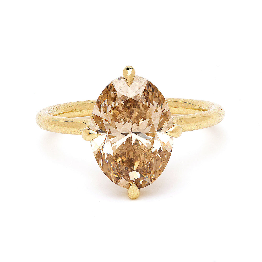 Billie SK-R94-ND-OC-NS-4.01 gold engagement ring with oval diamond and slim band