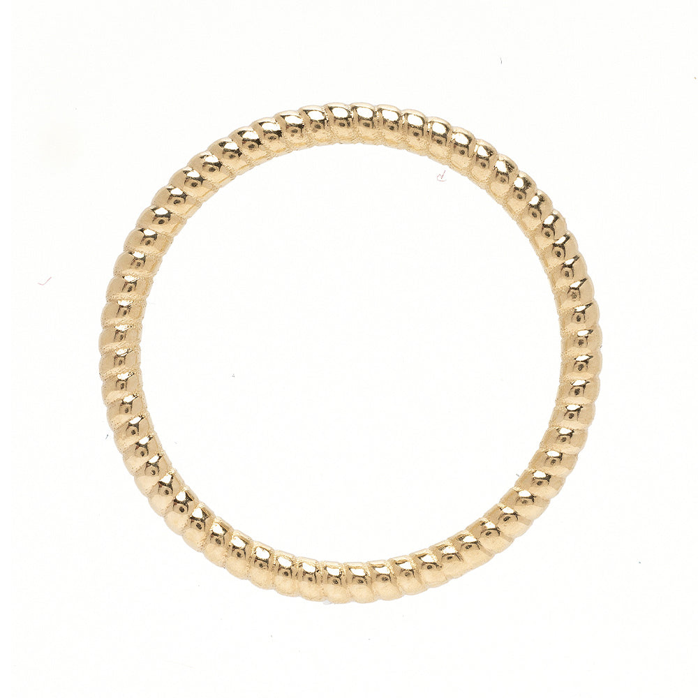 Tiny Coil Band A-R45 14K Yellow Gold ring with shiny curved beaded coil texture finish
