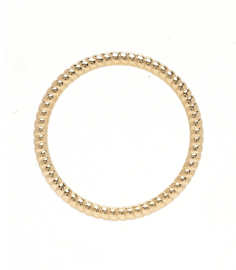 Tiny Coil Band A-R45 14K Yellow Gold ring with shiny curved beaded coil texture finish
