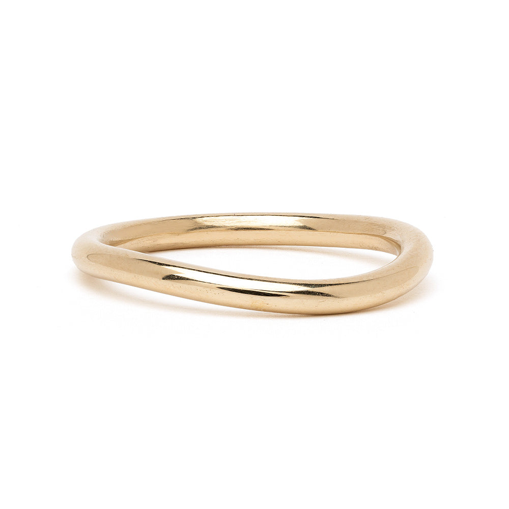 Mini Melt EGB-R18 14K yellow gold band ring, matte-finish slim band with smooth curved profile