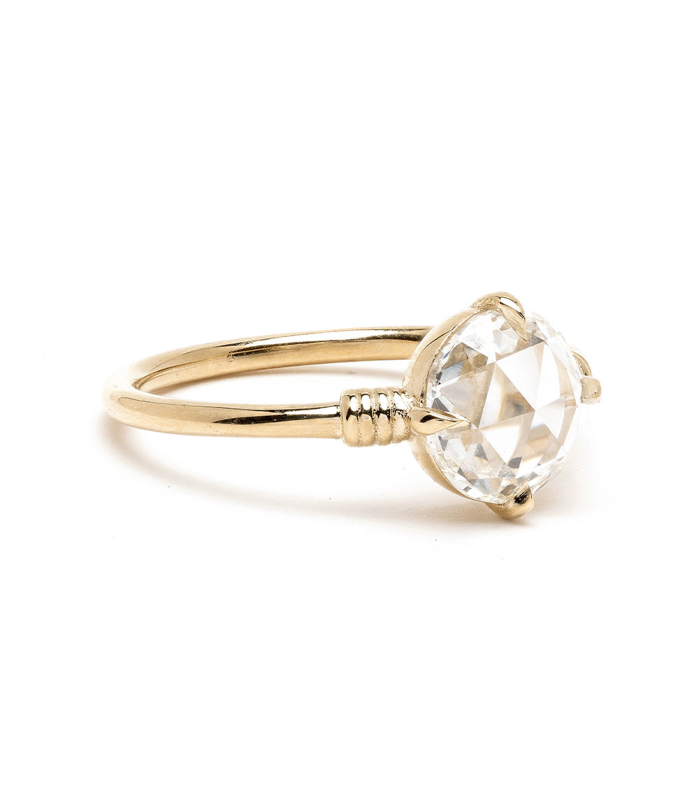 Teodora SK-R108-LGD-RC-MD-1.54 ring in gold with understated setting and round clear gemstone