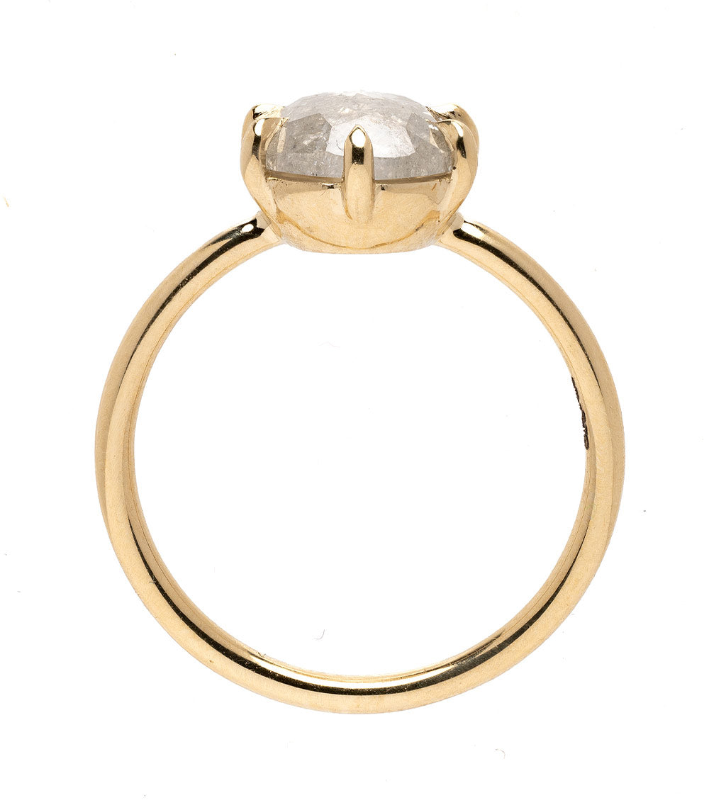 Kate SK-R31-RC-OS-SP gold ring with large oval clear stone in understated bezel setting