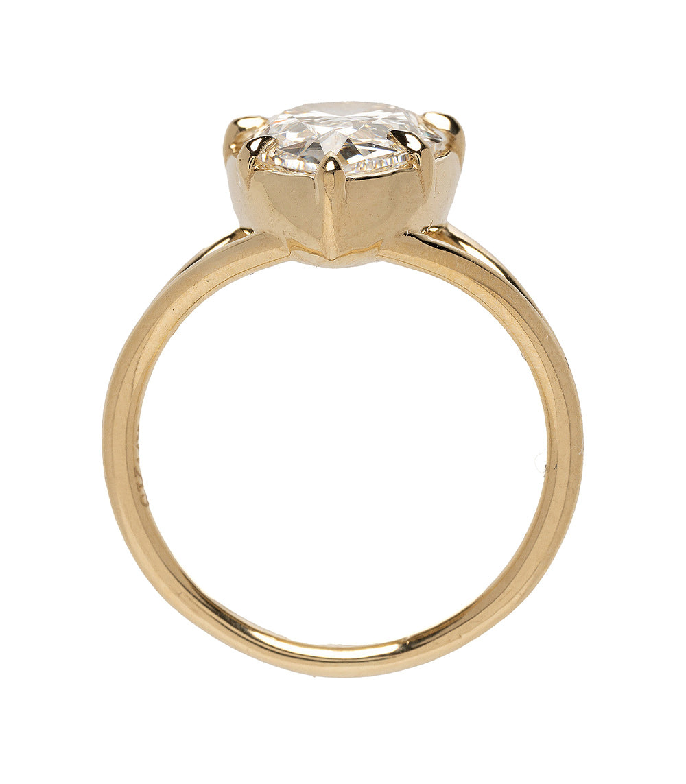 Marlow SK-R109-LGD-PB-3.05 gold engagement ring with clear center stone and faceted setting