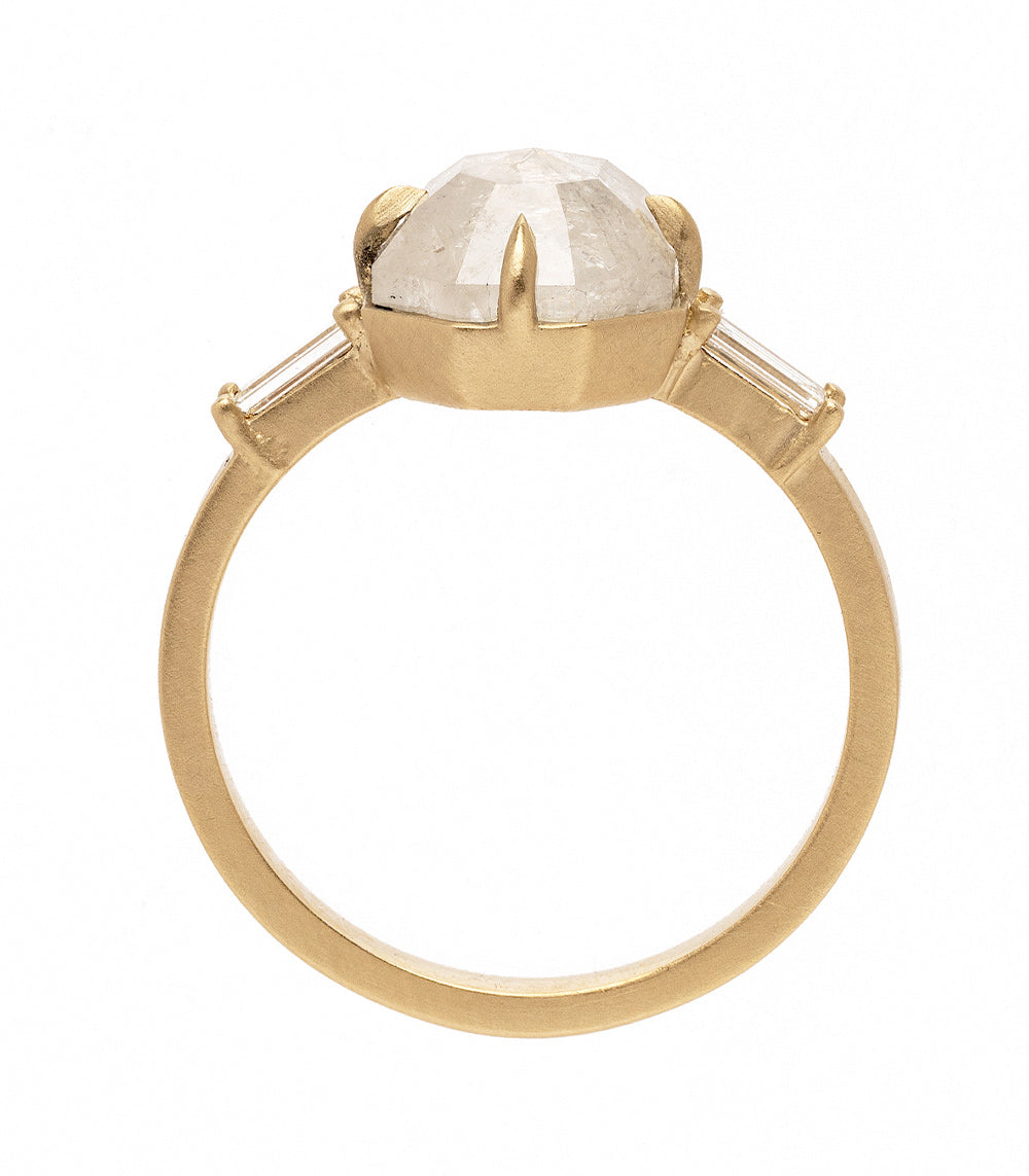 Stardust SK-R58-OC-SP gold engagement ring with clear octagonal center stone and baguette side stones
