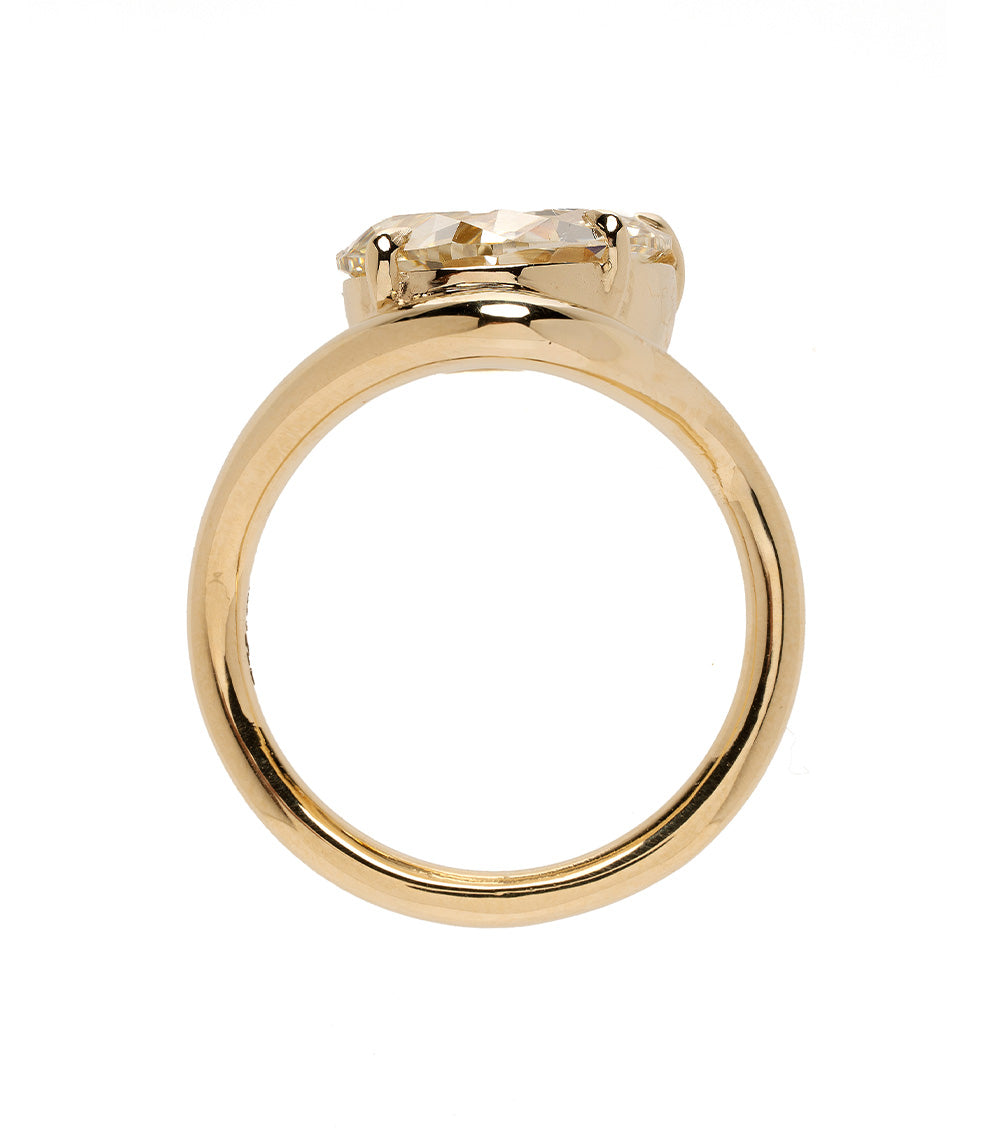 Large Melt Solitaire by SK-R123-ND-PB-3.74 gold engagement ring with large rectangular solitaire stone
