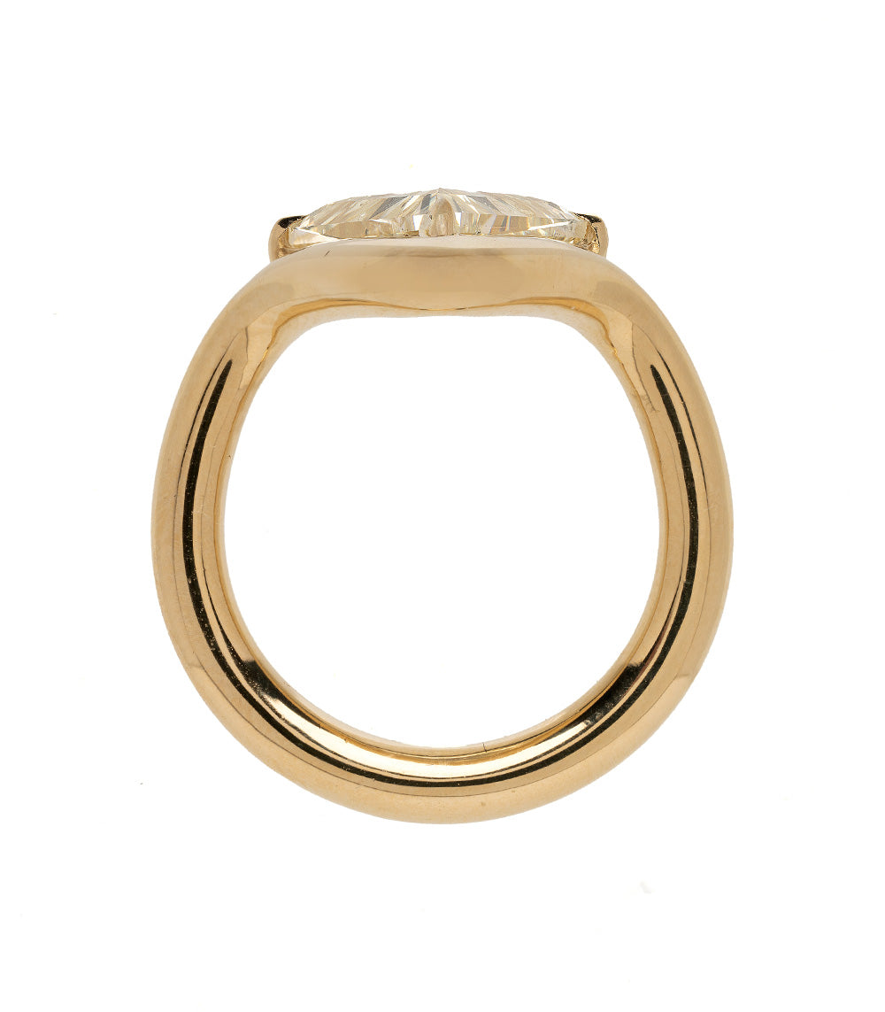 Aura by SK-R120-CD-TSC-2.81 understated gold engagement ring with a clear faceted center stone