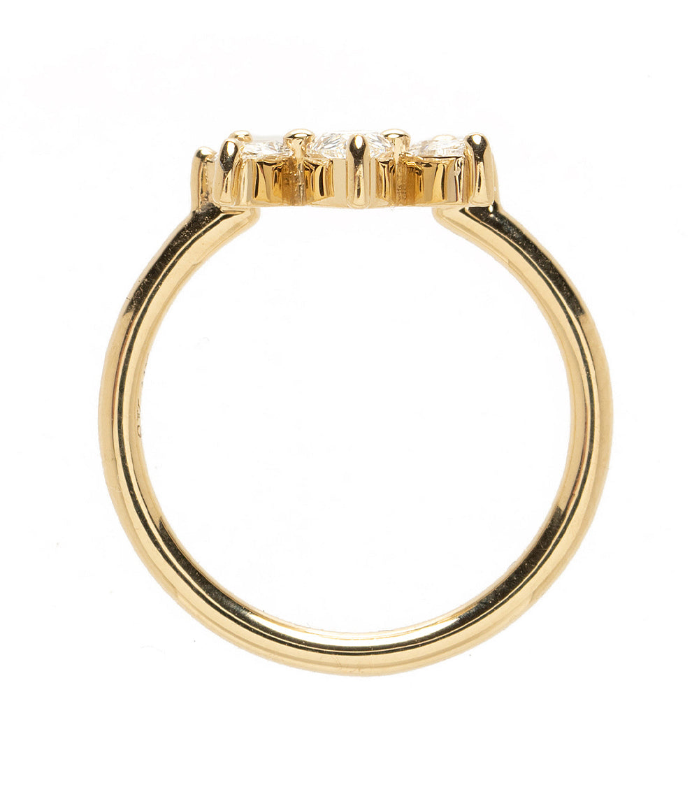 Sunrise Nesting Band AL-R15 14K yellow gold band with shiny setting, 3 stone engagement ring style.