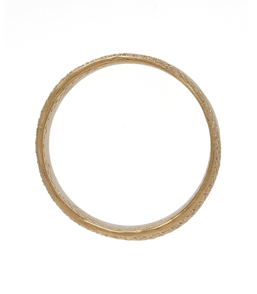 Cracked Band- 10mm P-R4-Cracked ring in 14K yellow gold with a cracked textured profile