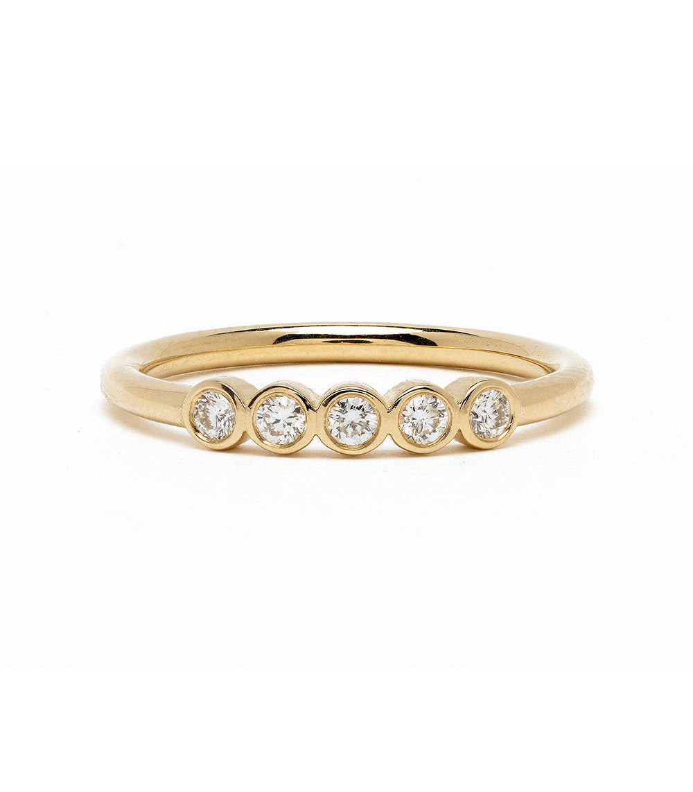 Diamond Bezels EB-R17-D5 diamond ring in shiny 14K yellow gold with round bezel-set stones