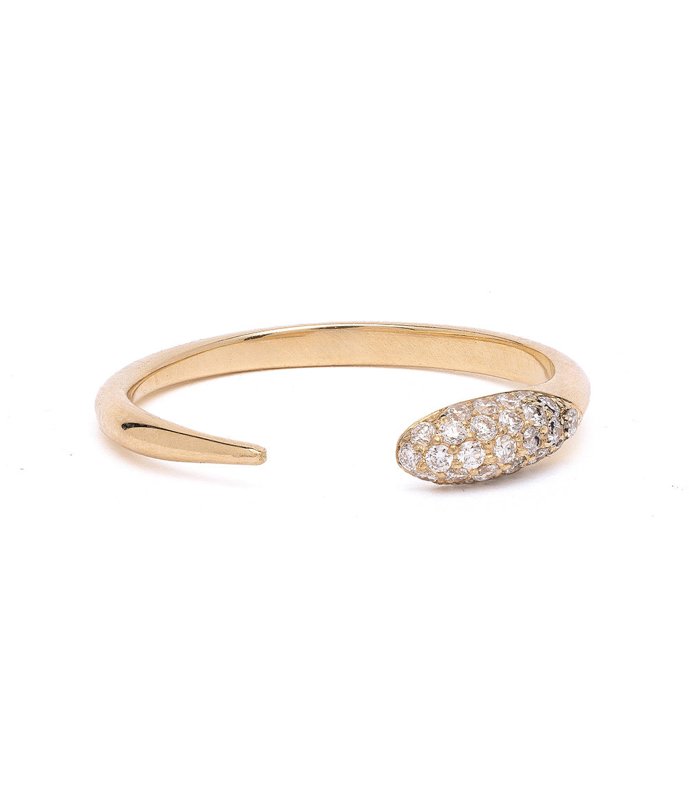 Comet Band NB-R1-D shiny 14K yellow gold band ring with pavé diamond oval comet accent