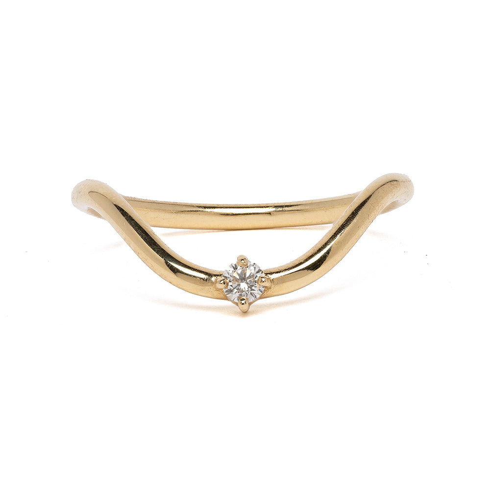 Beau Band with Round Diamond by A-R41-R 14K yellow gold band with a single round diamond center