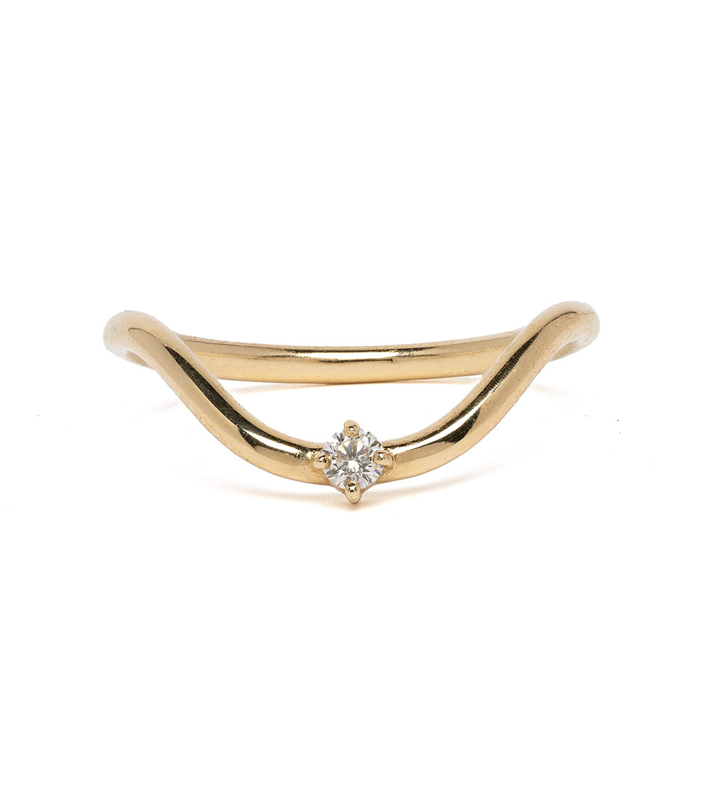 Beau Band with Round Diamond by A-R41-R 14K yellow gold band with a single round diamond center