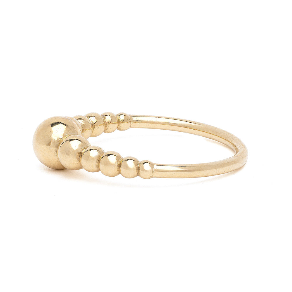 Bubbly Band SB-R4 ring band in 14K yellow gold with rounded bubbly bead setting, shiny finish