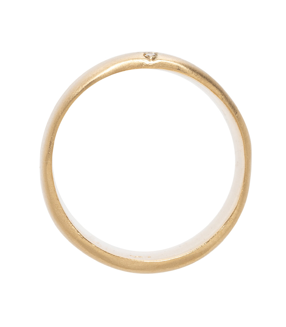 Torn Paper Band With Vertical Diamond Stripe P-R4-Vert ring band in gold with vertical diamond stripe, shiny finish