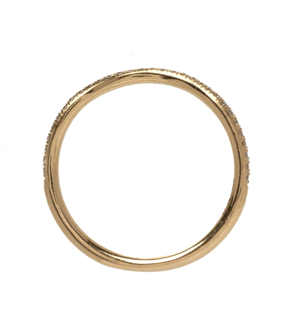 Mini Beau Band by A-R31-Demi 14K yellow gold band with shiny beaded edge details