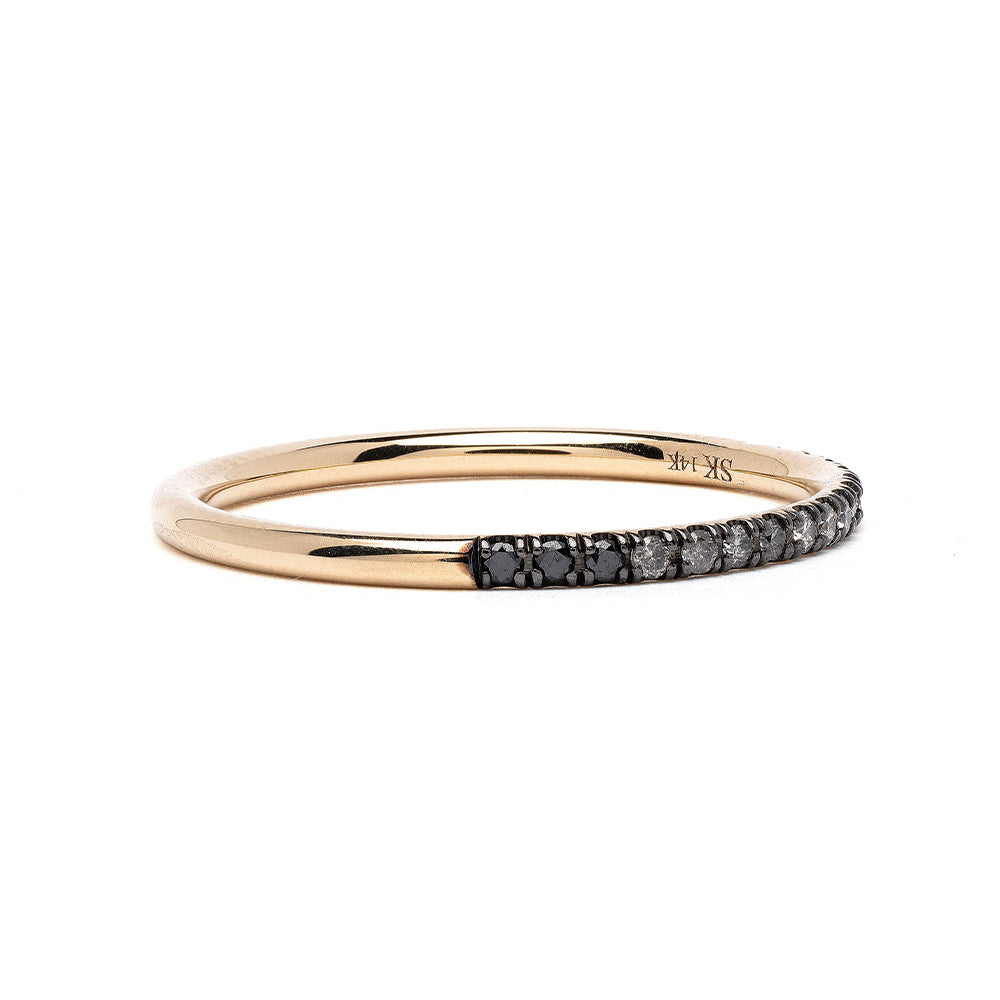 Classic Wire Band A-R29 14K rose gold band with matte finish and dark stone inlay detail