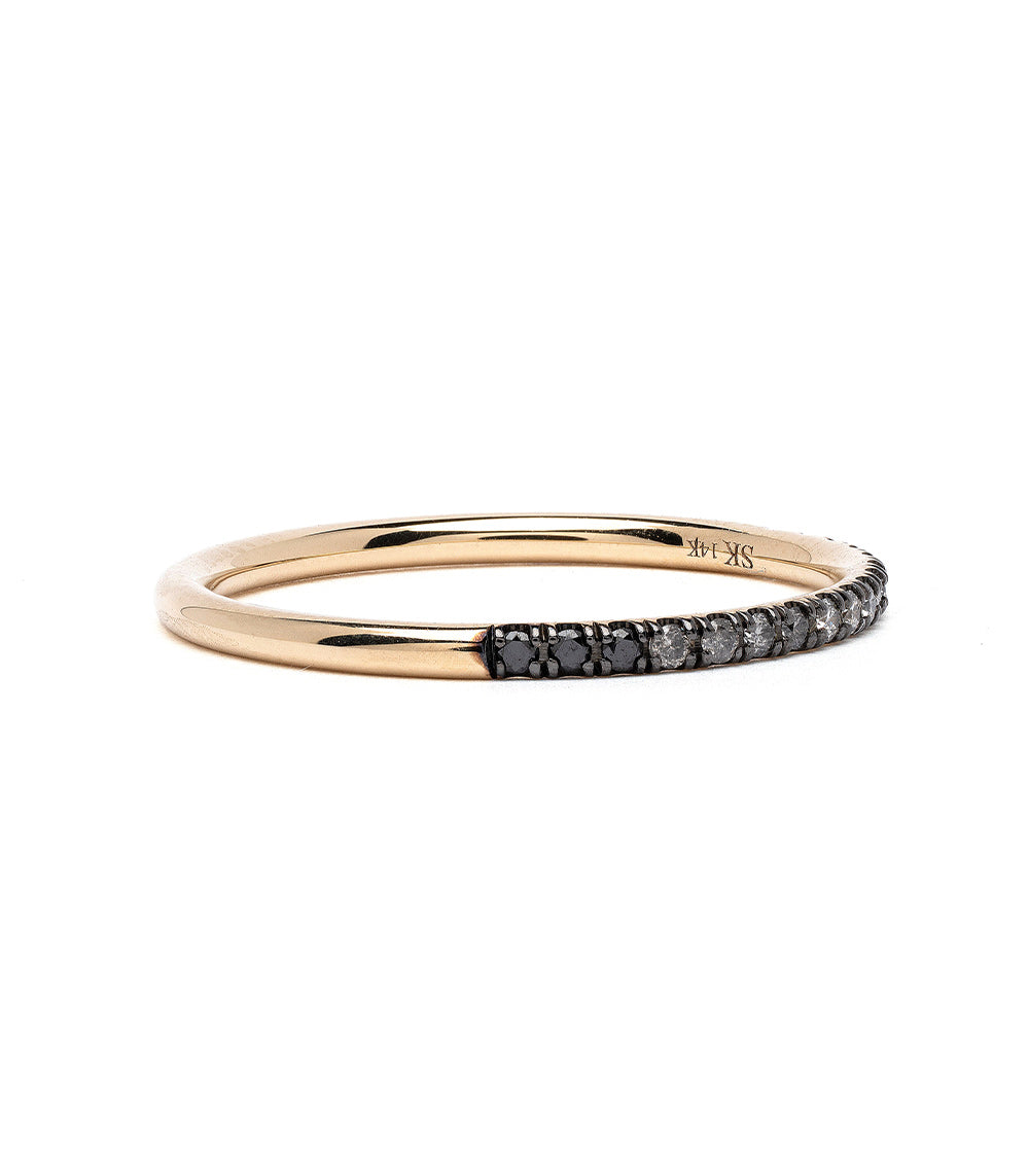 Classic Wire Band A-R29 14K rose gold band with matte finish and dark stone inlay detail