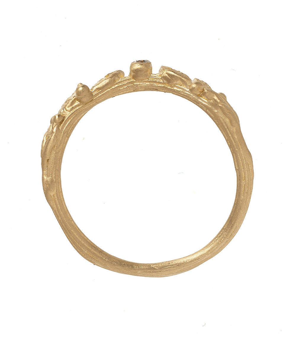 Twig Nesting Band ES-R41 14K yellow gold nesting band with shiny textured twig detail