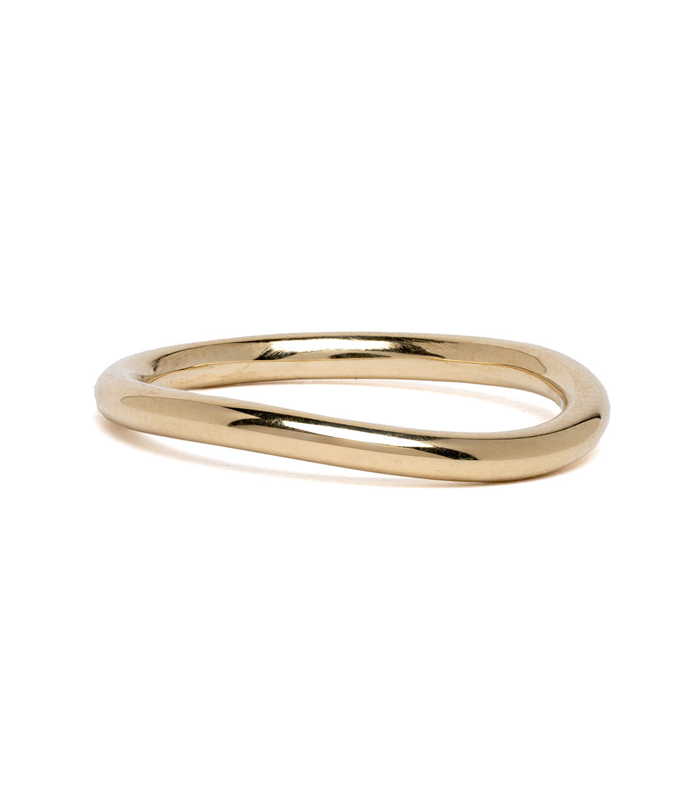 Mini Melt by EGB-R18 14K Yellow Gold shiny slim ring band with two curved rows in profile