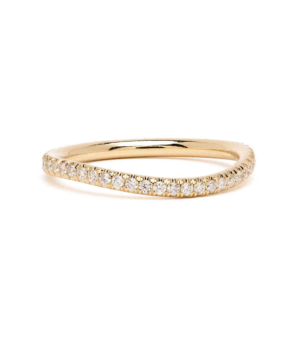 Mini Melt EGB-R18-D diamond band ring in 14K yellow gold with pave-set round diamonds, shiny
