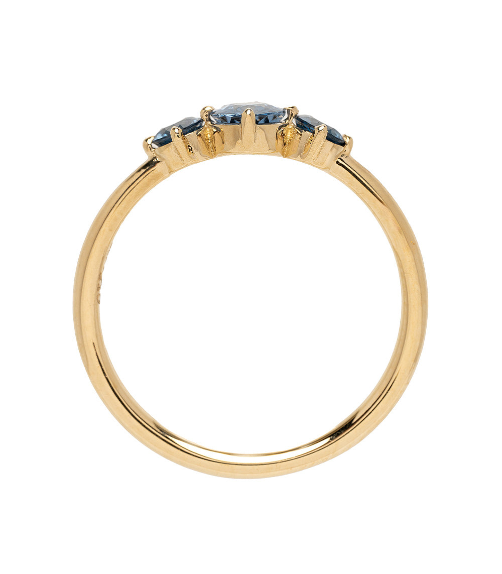 Claudette Gemstone Stacking Band by SK-R68B-3-RB-CS-0.60 gold band with blue gemstone settings
