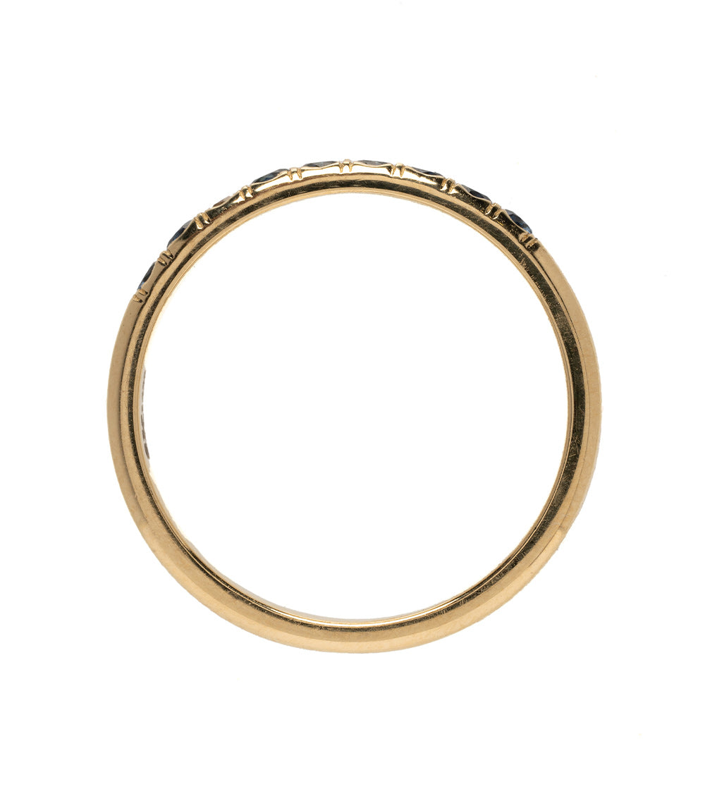 Vintage Inspired Stacking Band LF-R1-BS shiny 14K yellow gold ring with vintage beaded edge detail