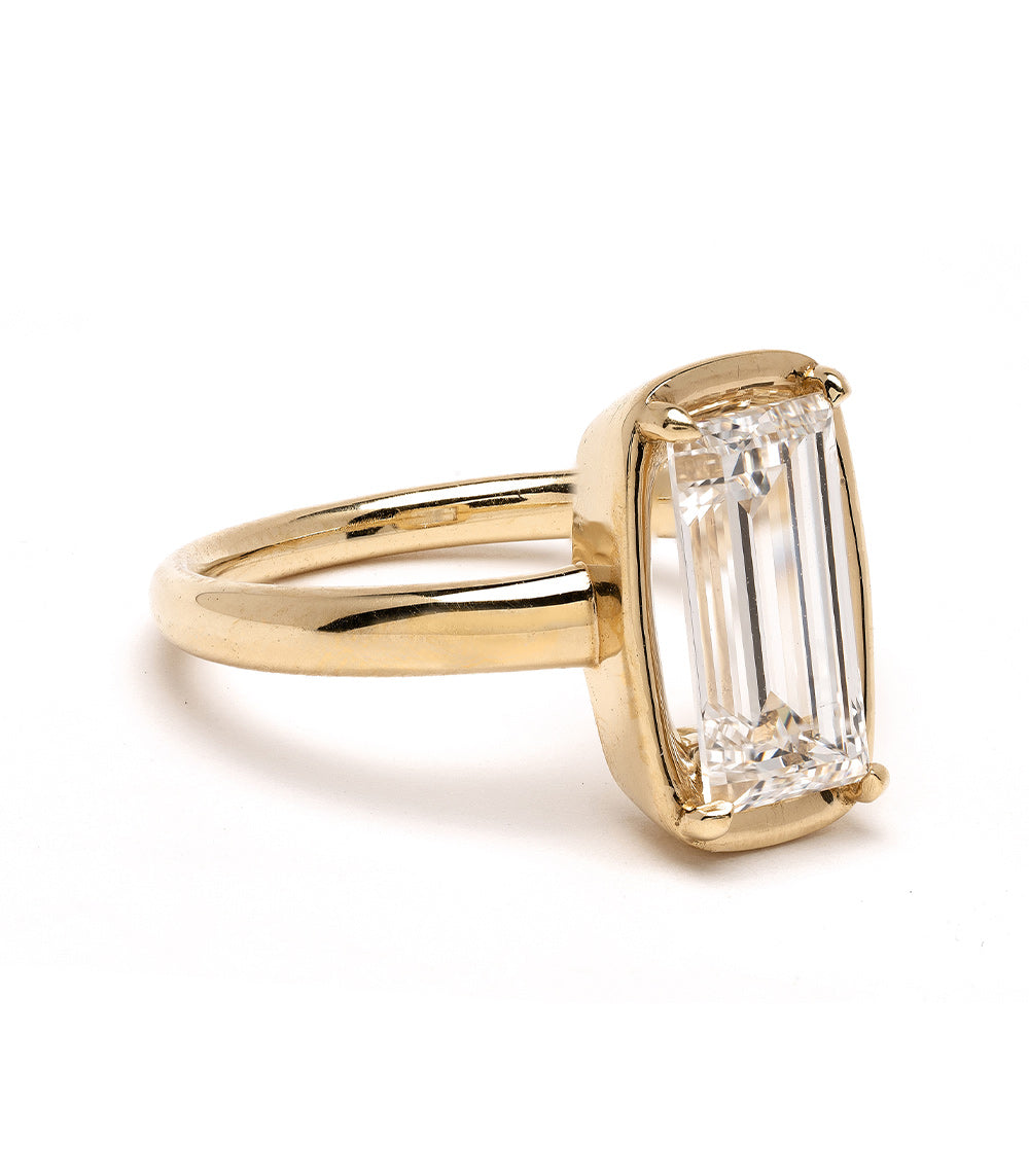 Chloe by SK-R45-LGD-BG-LG-2.26 yellow gold engagement ring with a rectangular-cut clear stone