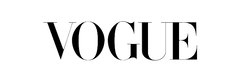 VOGUE logo in bold black serif letters centered on a plain white background with clean typography