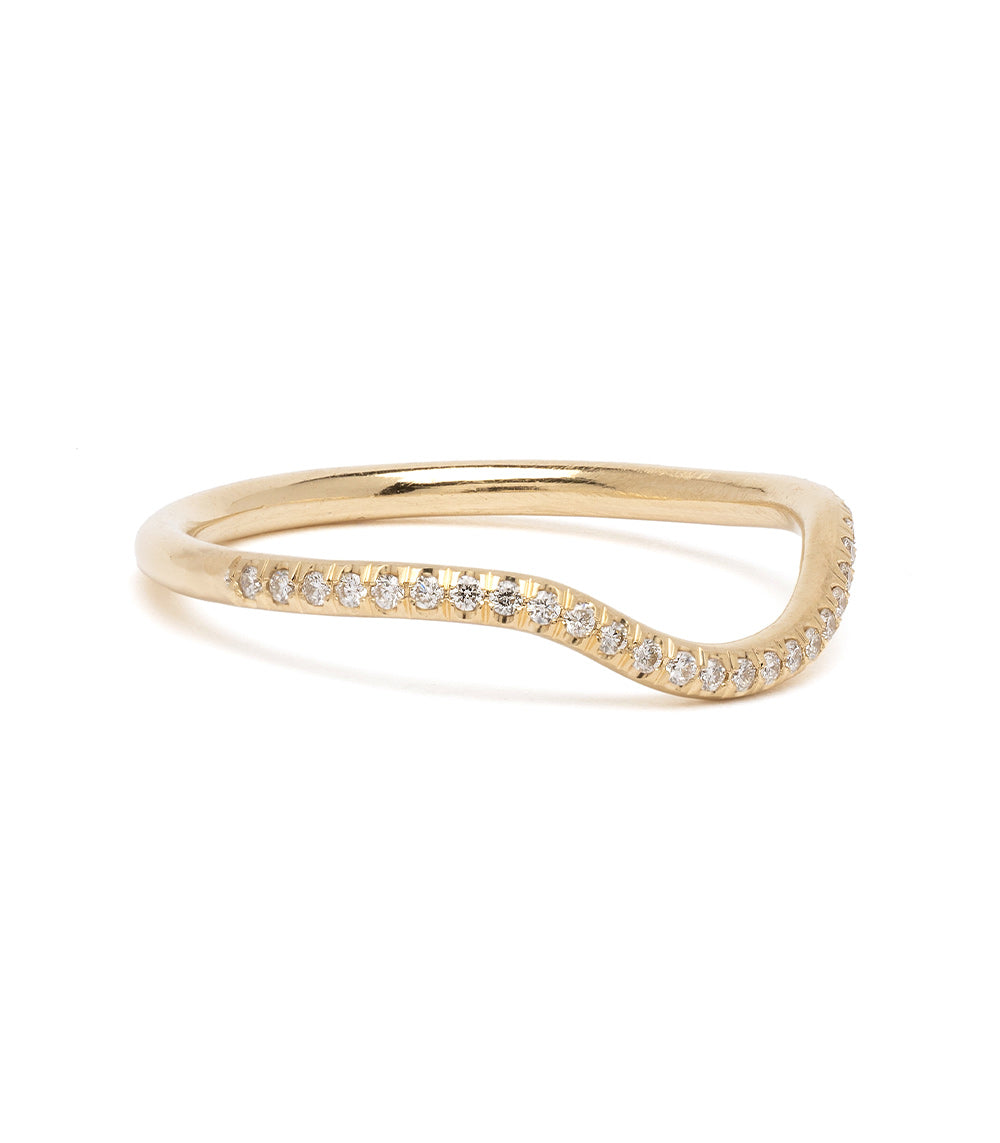 Mini Beau Band by A-R31-Demi ring band in 14K yellow gold with pavé diamond wave, shiny finish