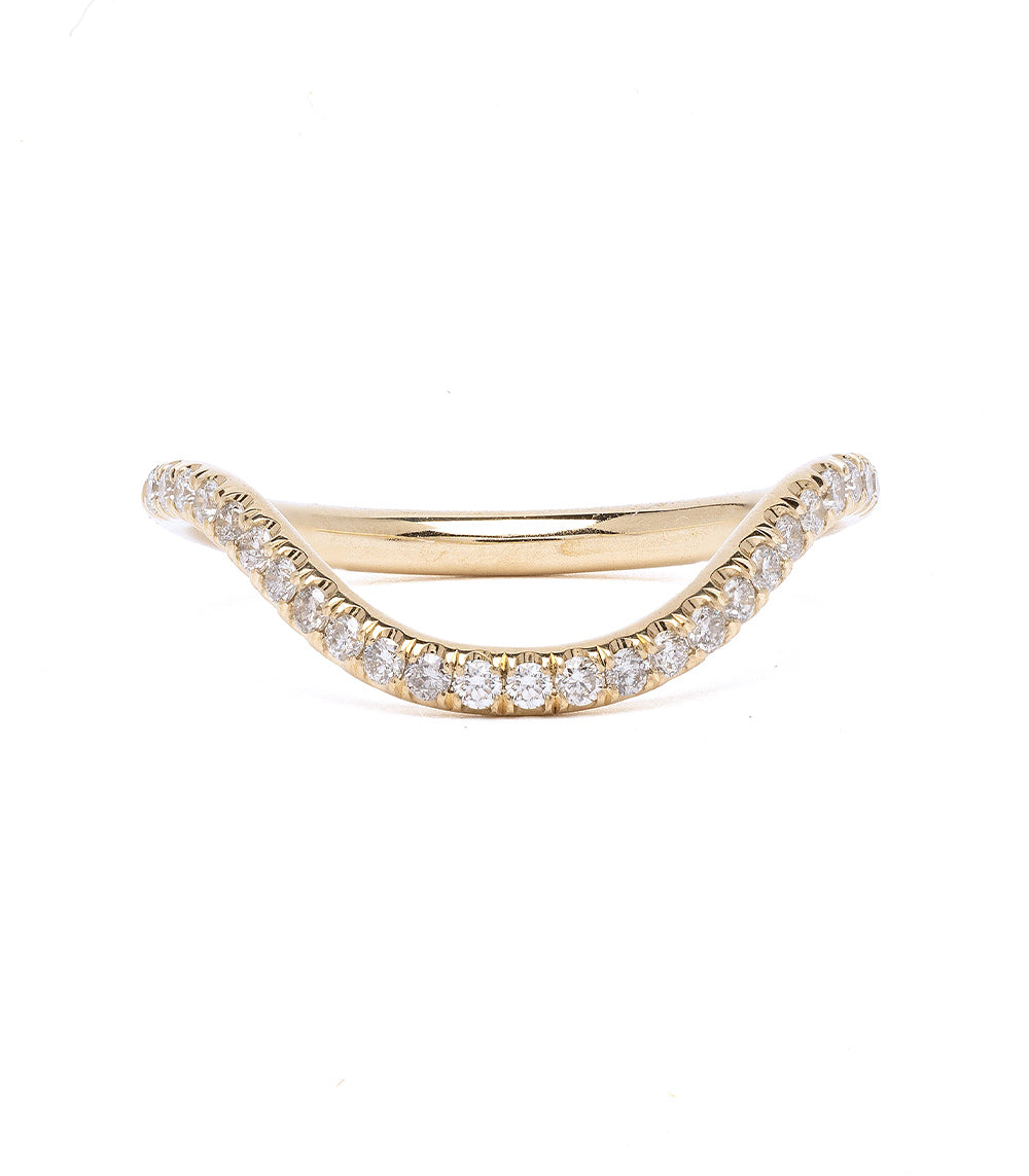 The Bold Beau Band A-R43-Demi diamond ring band in 14K yellow gold with shiny pave set stones.