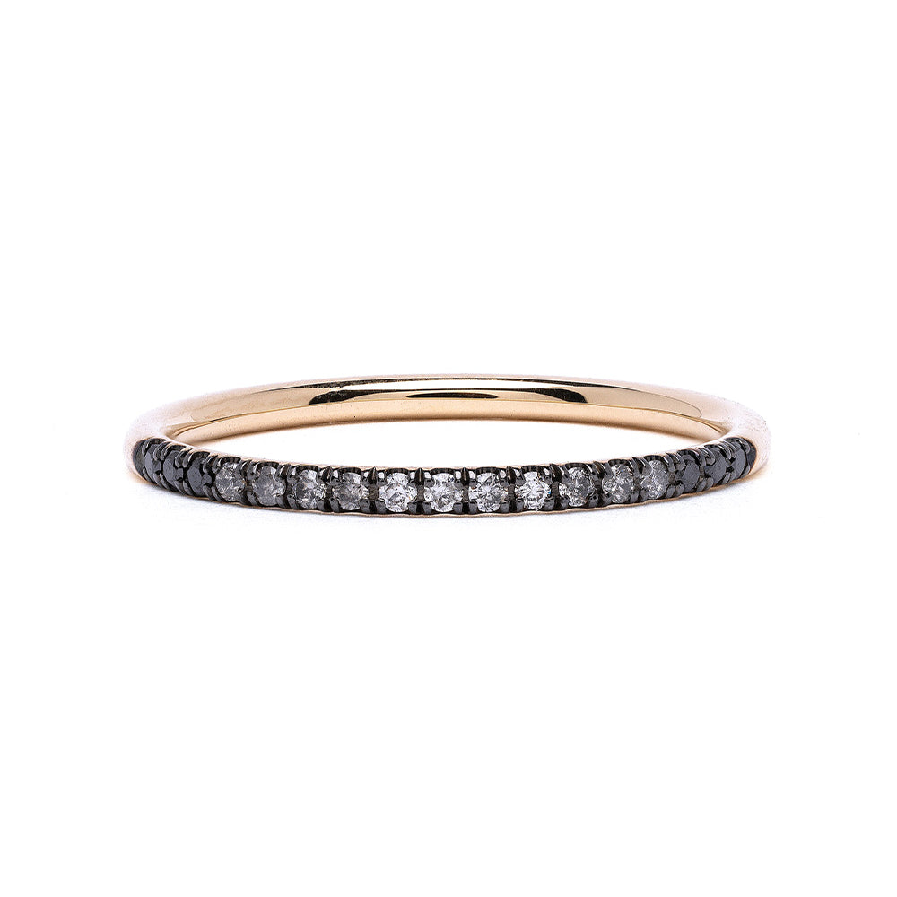 Classic Wire Band by A-R29 14K yellow gold band with dark stone pavé detail, shiny finish