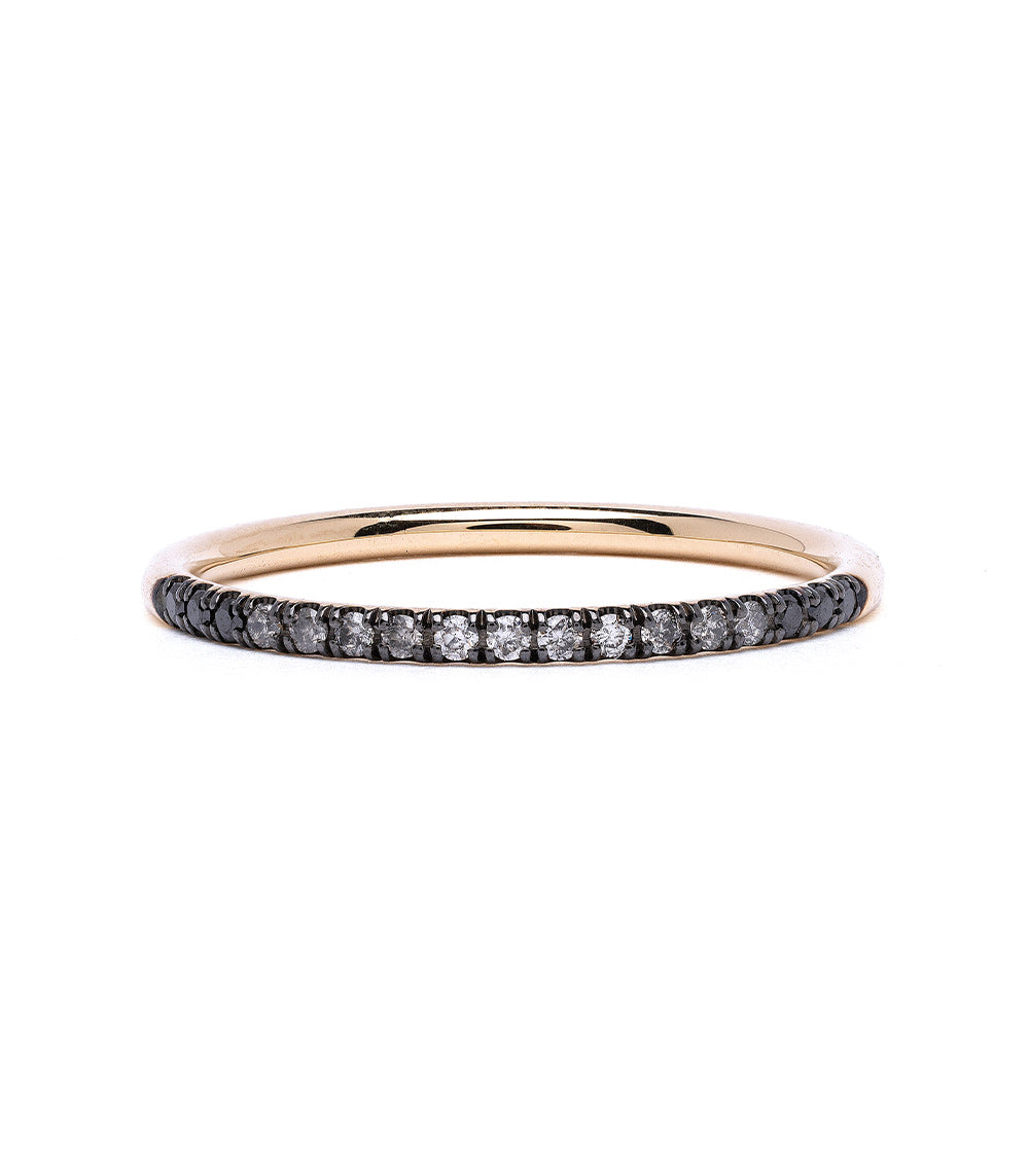 Classic Wire Band by A-R29 14K yellow gold band with dark stone pavé detail, shiny finish