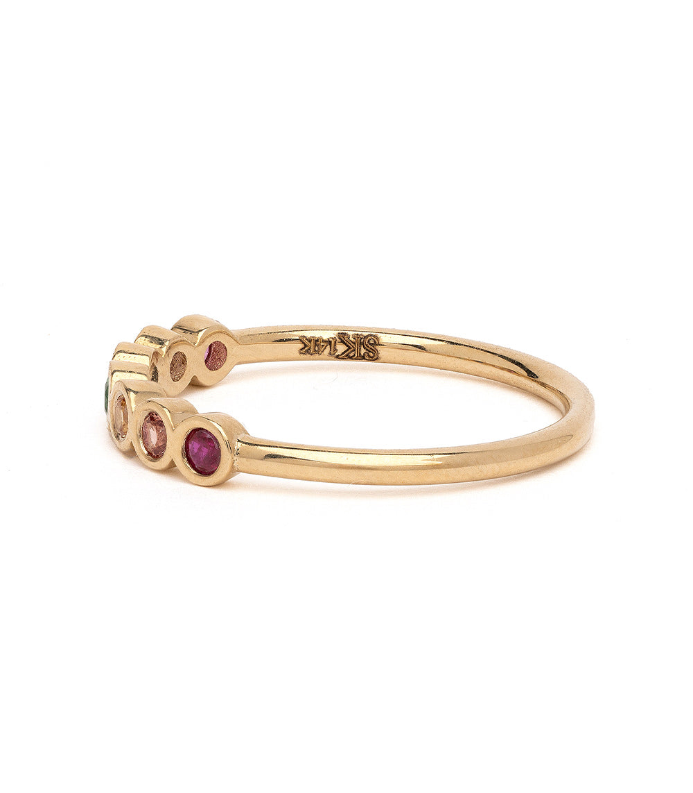 Rainbow Bezels by EB-R17-RS7 14K yellow gold band with shiny rainbow stone bezels