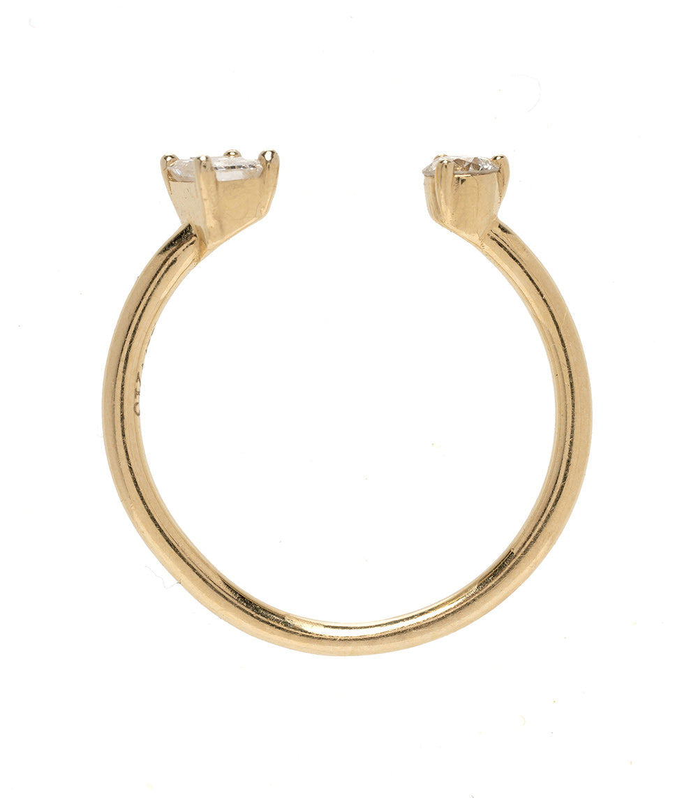 Lunetta by A-R38-R-EC unique engagement ring in 14K yellow gold, understated setting sparkle