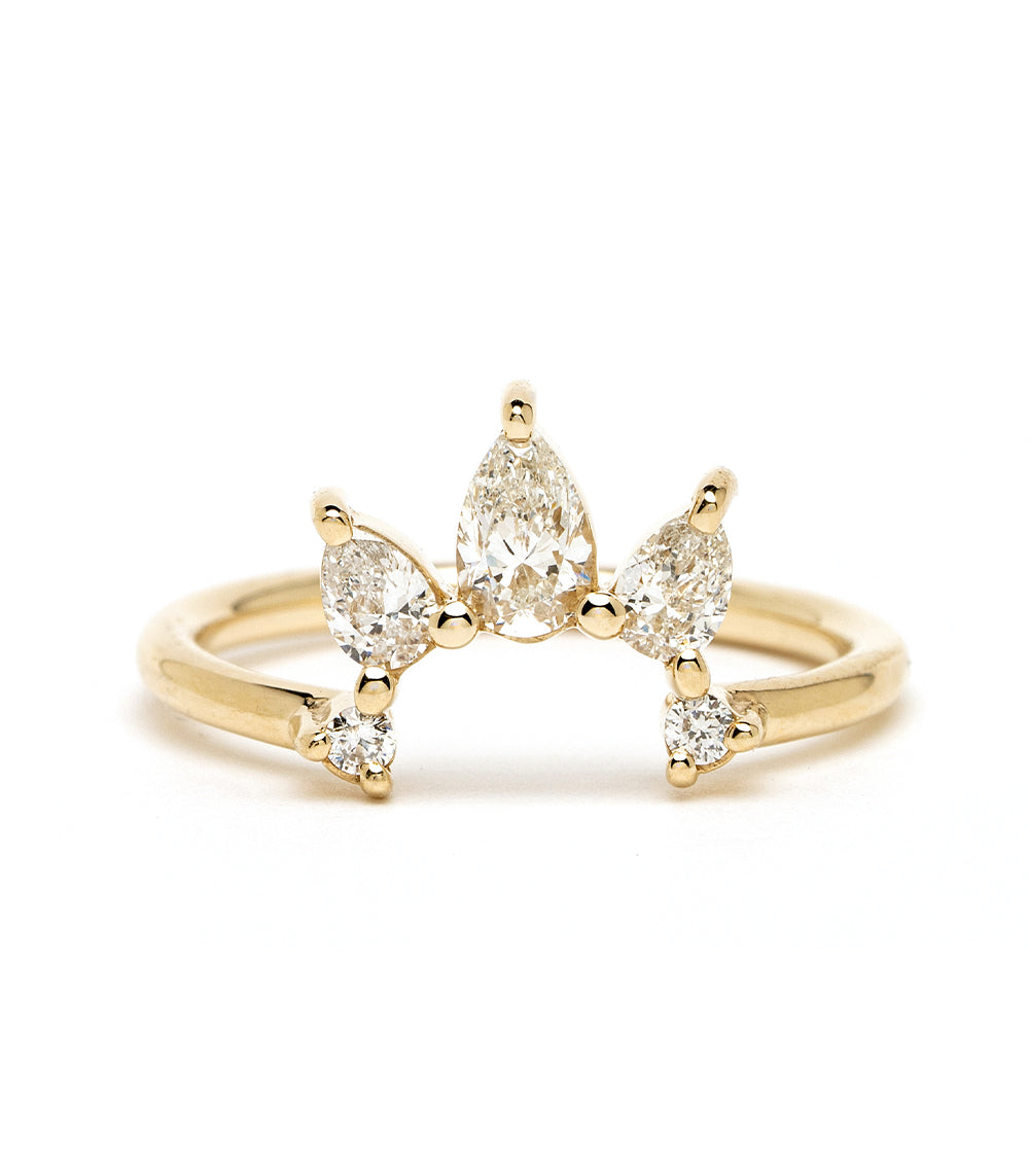 Sunrise Nesting Band AL-R15 14K yellow gold 3 stone engagement ring with asymmetrical settings