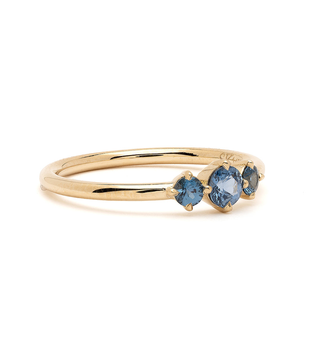 Claudette Gemstone Stacking Band SK-R68B-3-RB-CS-0.33 gold stacking band with blue gemstone stones