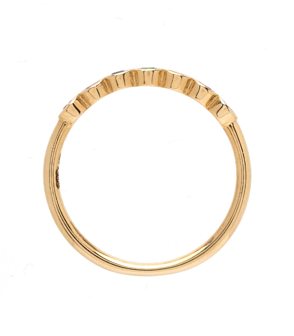 Rainbow Bezels EB-R17-RS7 Bands 14K yellow gold shiny narrow ring band with bezel details